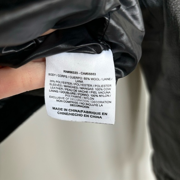 Nike NSW Black Wool & Leather Jacket Size S - Picture 6 of 8